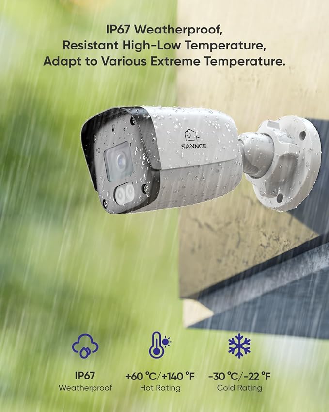 SANNCE 5MP PoE Security System, 8CH 6MP Surveillance NVR with 8PCS 5MP HD Weatherproof Bullet Cameras with H.265 Video Compression, Smart IR LED, APP Push Alert, Remote Access (NO HDD)