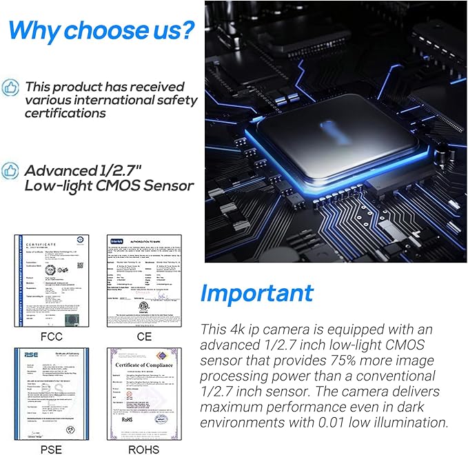 VIKYLIN 4K 8MP PoE IP Camera Outdoor, 4K PoE Turret Camera with Human Vehicle Detection,2.8mm Lens, 98ft EXIR2.0 Night Vision,Built-in Mic, WDR,IP67 Weatherproof, Plug & Play,Blue Iris, NDAA Compliant