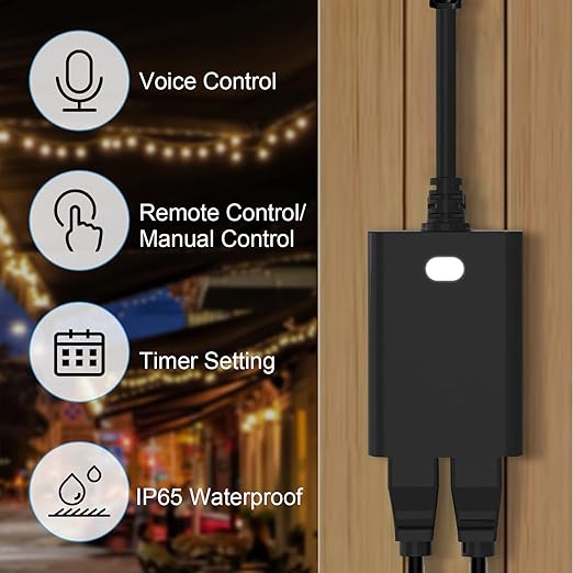 New One 2 Pack Zwave Outdoor Smart Plug - 700 Series Zwave Plug with Dual Outlets - Z-Wave Smart Outlet Waterproof - Zwave Hub Required - Compatible with SmartThings, Alexa