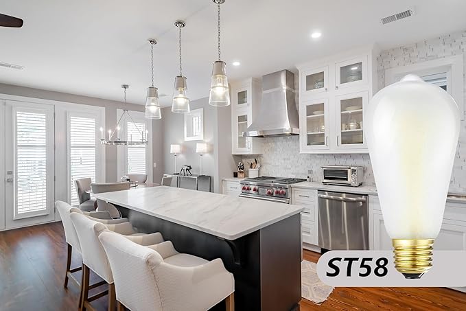 Dimmable E26 Frosted LED Edison Bulbs, 4000K Neutral White，6W Equivalent 60W,600LM,AC120V,ST58 Frosted Light Bulbs with 90+ CRI,Edison Style,Pack of 6 (6W=60W, 4000K)