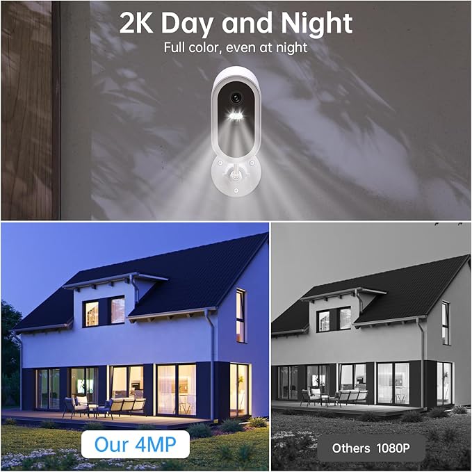 Security Cameras Wireless Outdoor,2K Color Night Vision AI Motion Detection Spotlight Siren Alarm,5G/2.4G WiFi Home Indoor Camera Two-Way Audio,Use Alone or with Recmoment HomeBase