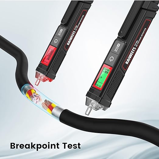 KAIWEETS Voltage Tester/Non-Contact Voltage Tester with Signal Percentage, Dual Range AC 12V/70V-1000V, Live/Null Wire Tester, Electrical Tester with LCD Display, Wire Breakpoint Finder (Black)