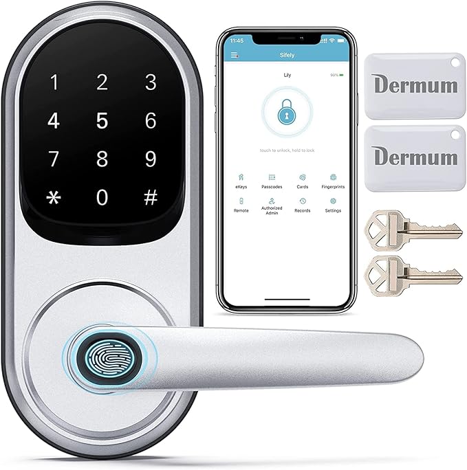 Smart Door Lock with Handle and Keypad: Dermum Keyless Entry Door Lock, Digital Door Keypad for Front Door, Auto Lock, Easy to Install
