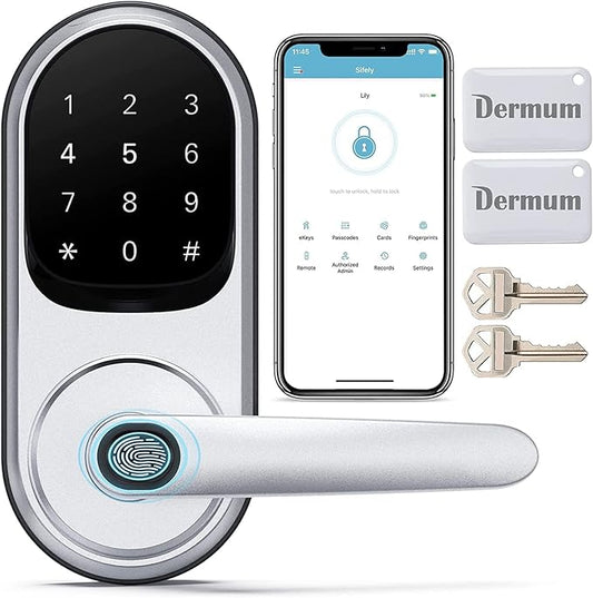 Smart Door Lock with Handle and Keypad: Dermum Keyless Entry Door Lock, Digital Door Keypad for Front Door, Auto Lock, Easy to Install