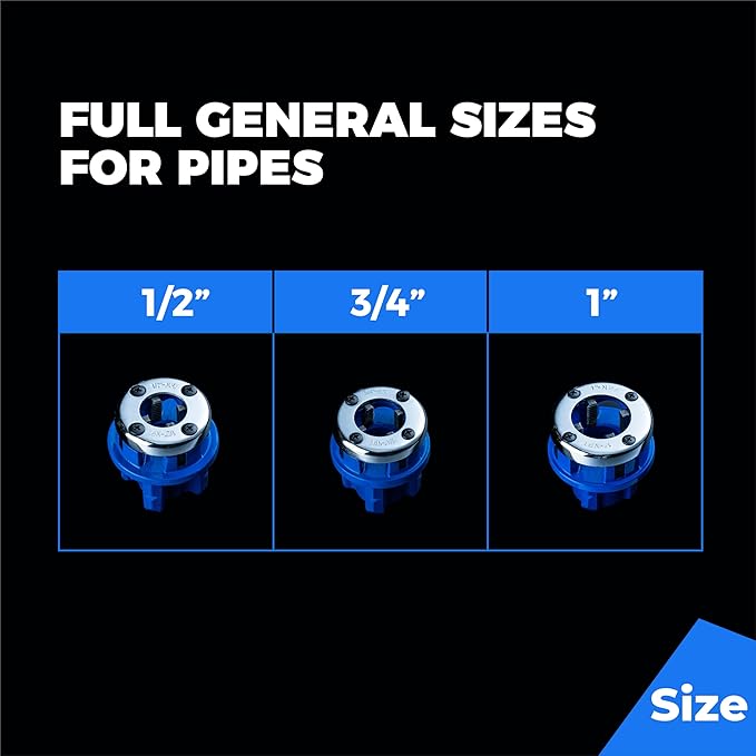 toolant Ratchet Pipe Threader Kit, NPT 1/2" - 1" Manual Ratcheting Pipe Threader, Portable Pipe Threading Tool Set with 3PCS NPT Dies, Storage Case for Galvanized Aluminum Iron Copper Pipes