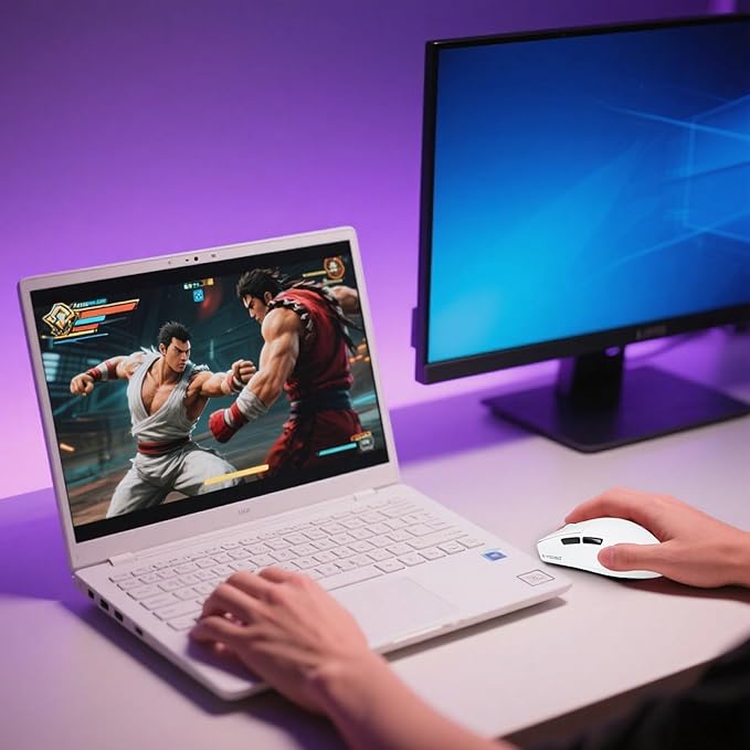 XuanGui Wireless Gaming Mouse,2.4G/BT/USB-C Wired,5-Level DPI 4000 Max,50g Lightweight,1000Hz Polling Rate,Macro Program,Side Buttons,44-Hour Battery Life,For Laptop/PC/Computer/Mac/Tablet (White-2)