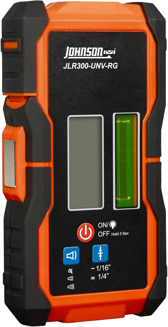Johnson Level & Tool JLR300-UNV-RG Universal Green & Red Rotary Laser Detector, Dual Sided Detector, LED Backlit Display