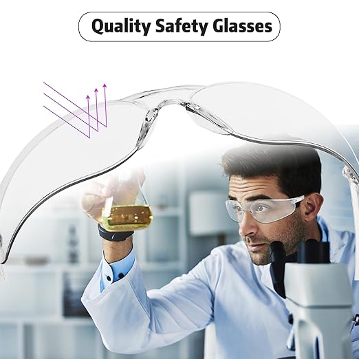 Clear Safety Glasses Bulk of 100 ANSI Z87.1 Protective Eyewear Scratch-Resistant for Work, Lab, Construction