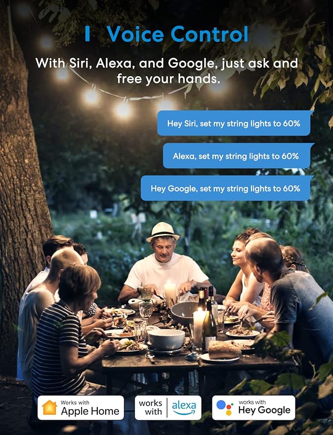 meross Outdoor Dimmer Plug, Smart Outdoor Plug Works with Apple HomeKit, Alexa, Google Home, IP44 Outdoor Dimmer for String Lights Lamps, Patio Lights with Voice & Remote Control, Schedule & Timer