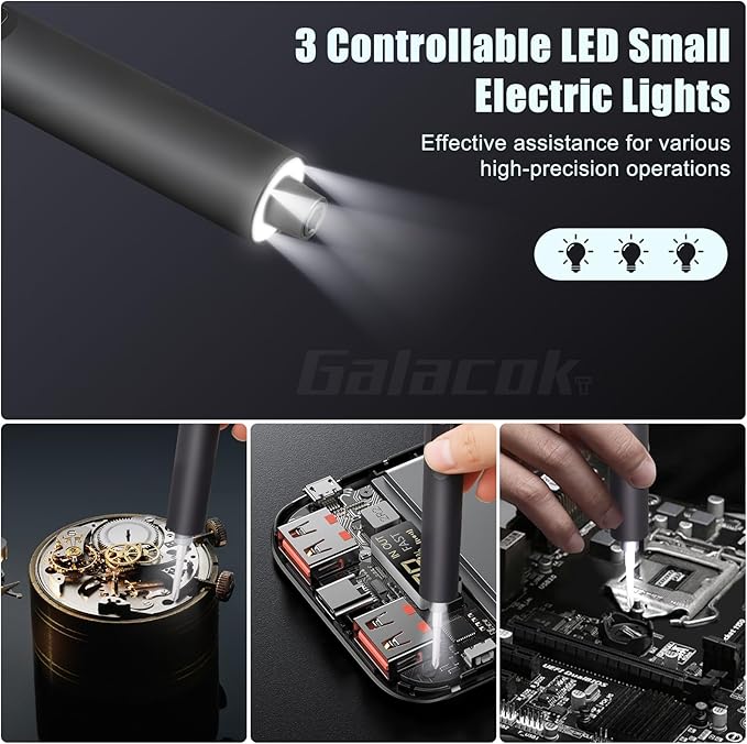 3.7V Mini Precision Screwdriver set, 49 IN 1 Magnetic Storage Mini Electric Screwdriver Cordless Set with LED Display 5 Torque Settings Repair Tool Kit for Electronics Phone Laptop Watch (Grey)