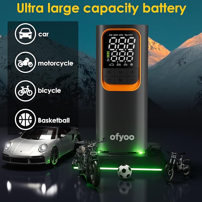 Tire Inflator Portable Air Compressor,Air Pump with 170PSI High Pressure,Digital Tire Pressure,Preset Pressure Automatic Stop,Inflating Cars/Bicycles/Motorcycles/Balls,USB Charging Portable