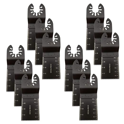 Mixed Wood Oscillating Multitool Saw Blade Set Fits Fein Multimaster, Porter Rockwell Cable,Black & Decker,Bosch Craftsman,Ridgid Ryobi,Makita Milwaukee,Dewalt, Chicago (12 PCS)
