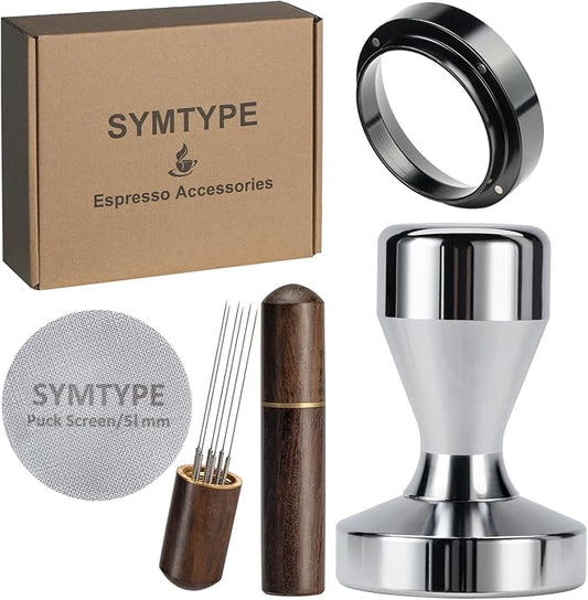 Espresso Accessories Kit 51mm Tamper: Espresso Tamper Set, Coffee Tamper Espresso Tools with WDT Tool, Puck Screen, Dosing Funnel | Espresso Kit Espresso Machine Accessories Fit 51mm Portafilters