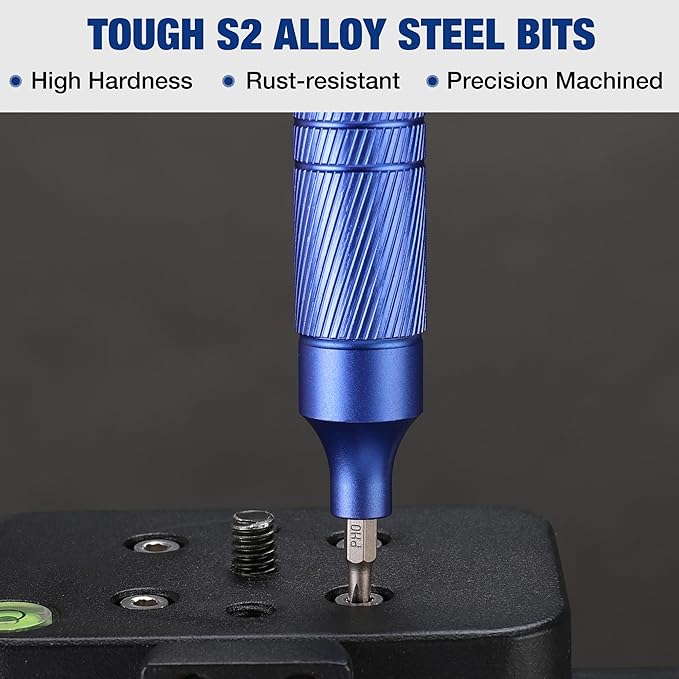 WORKPRO 24 in 1 Multi Bit Mini Screwdriver Set Magnetic, Manual Pen Screwdrivers, Tough S2 Steel Small Screwdriver Bits for Eyeglass, Watch, Laptop, Phone, Jewelry and Electronic, Blue