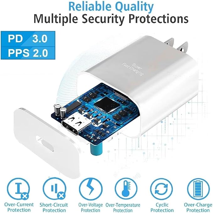 45W Samsung Fast Charger USB C Samsung Charger Fast Charging Cord 6FT Type C Charger for Galaxy S25/S25+/S24/S24+/S23/S23+/S22/S21/S20/Plus/Ultra/FE/A16/A15/A56/A55/Note 20/10/Z Fold/Z Flip/Galaxy Tab