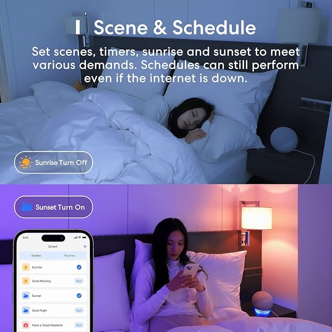 meross Smart Light Bulb, Smart WiFi LED Bulbs Compatible with Apple HomeKit, Siri, Alexa, SmartThings, Dimmable E26 Multicolor 2700K-6500K RGBWW, 900 Lumens 60W Equivalent, 4 Pack