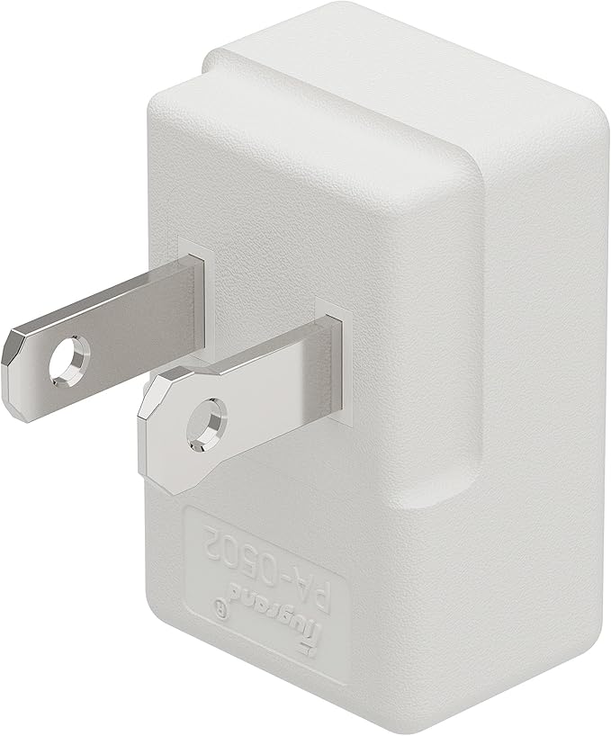 Polarized 2-Prong L Type Adapter, Vertical Right Angled Down Angle AC Adapter with NEMA 1-15P USA Outlet Saver Extension High Heat Resistant 2Pin Design