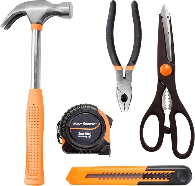 CARTMAN 126-Piece Home Tool Set Kit, Basic Household Hand Tools with Storage Case, Orange