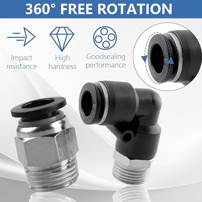 65 Pcs Quick Connect Air Hose Fittings Kit - 1/8" to 1/2" NPT Thread Push To Connect Fittings