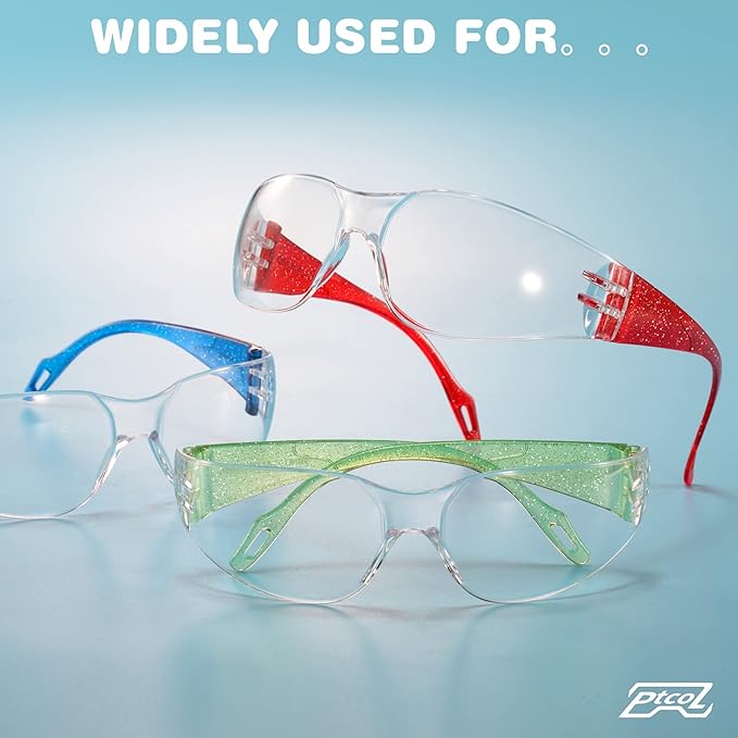 Kids Safety Glasses 24 Pack, Scratch, Impact Resistant Safety Goggles with Clear Lens Assorted Twinkle Color Frame, Eyewear for Lab, Sports,Shooting, Landscaping, Child Youth Size