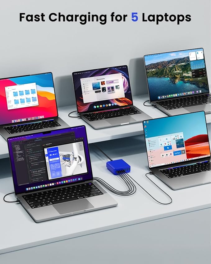 500W USB C Charger Block, 8-Port USB C Charging Station Fast Charging PD 120W PC Laptop Charger Adapter Compatible with MacBook Pro/Air/All iPad,DELL, iPhone 16/15/14/13/Pro Max/Galaxy