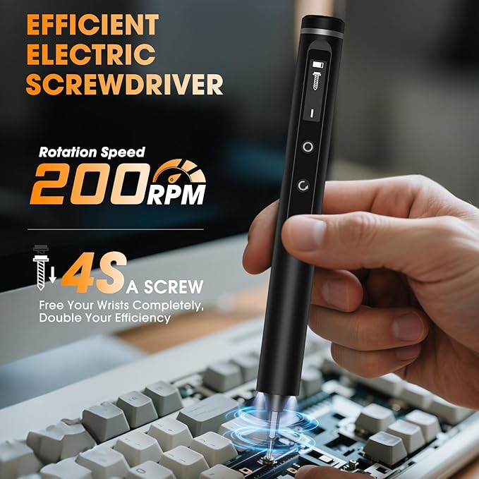 TanSon Mini Electric Screwdriver Set,3.7V Precision Screwdriver Set 50 in 1 Magnetic Drill,OLED Display,5 Torque Settings,4 LED Lights, Portable Repair Tool Kit for Computer,Phone, Watch,Camer,Glasses