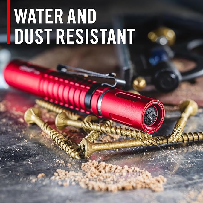 COAST XT10R 280 Lumen USB-C Rechargeable Pocket Flashlight/Penlight with TWIST FOCUS and Two-Way Clip, 3 Bite Caps included, Pocket Size for EDC, Work and Emergencies, RED