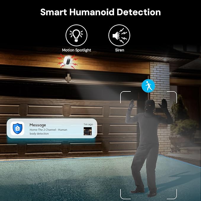 WiFi6 Solar Security Cameras Wireless Outdoor, 2K QHD Home Security System, 4-Cam Kit, 2.4&5GHz WiFi, Color Night Vision, Local Storage, IP66 Weatherproof, Works with Alexa, No Monthly Fees