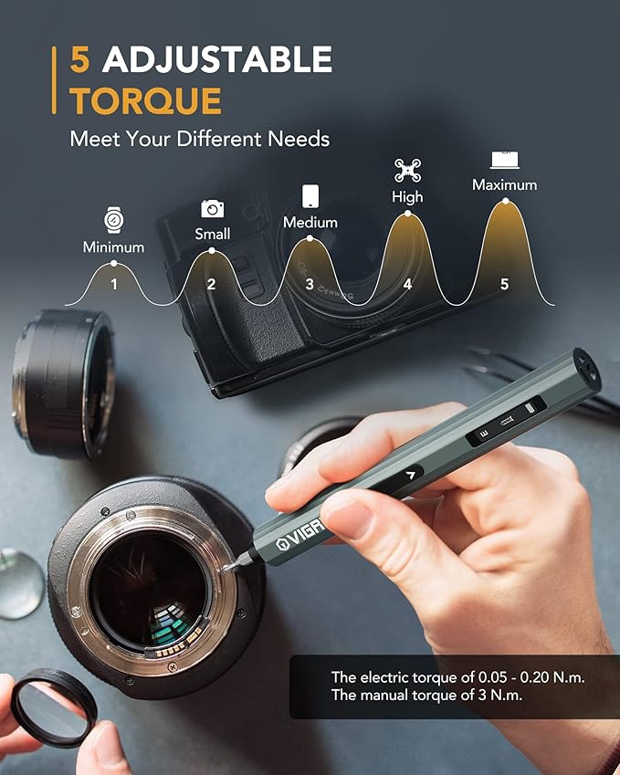 VIGRUE Electric Screwdriver with Display, Mini Cordless Precision Screwdriver Set with 48 Magnetic Bits, Small Electric Screwdriver For Electronics Laptops Glasses Clocks