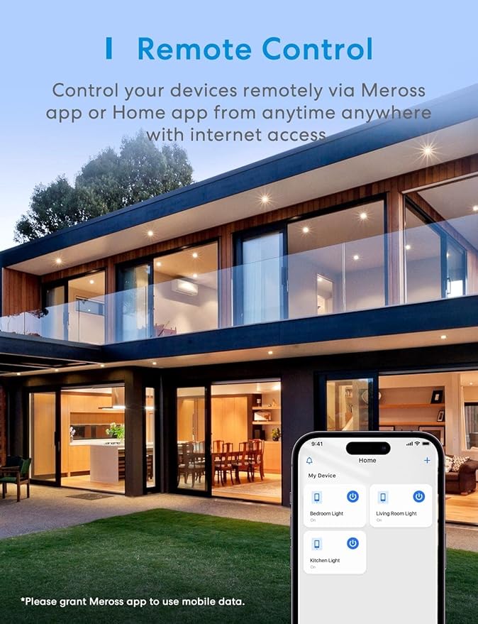 meross 3 Way Smart Dimmer Switch Kit, 3 Way Dimmable Smart Switch Supports Apple Home, Alexa, Google Assistant & SmartThings, 2.4GHz Wi-Fi Light Switch, Neutral Wire Required, Remote Control Schedule