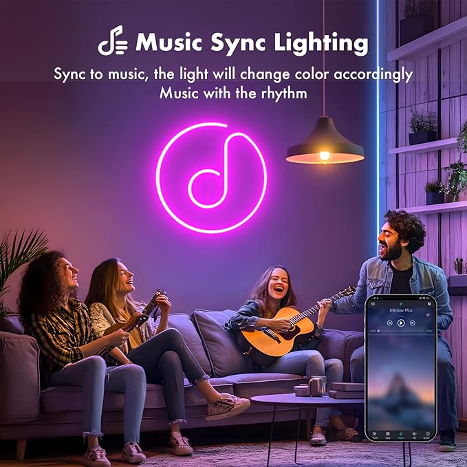 Neon Rope Lights, 40FT（2 Rolls of 20ft ） RGB Led Strip, Waterproof IP67, DIY Design, Music Sync, 44 Keys Remote Control, Multiple Modes, for Living Room, Bedroom, Holiday Decoration