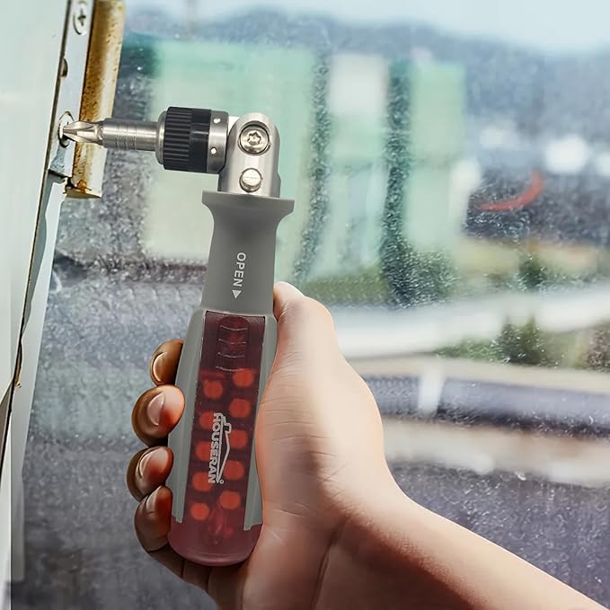 Ratcheting Screwdriver, HOUSERAN Ratcheting Screwdriver Set, 10-in-1 Multi Bit Screwdriver, 90-Degree Adjust Precision Screw Driver, Electrical and Electronics Ratchet Driver, Slotted/Philips/Torx