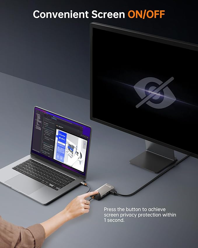 NOVOO USB C Hub Ethernet 4K@60 USB C HDMI Adapter Multiport Type C Adapter, 100W PD, 5Gbps USB-A/C Data Ports Docking Station Compatible for MacBook/iPhone/Dell/HP/Surface