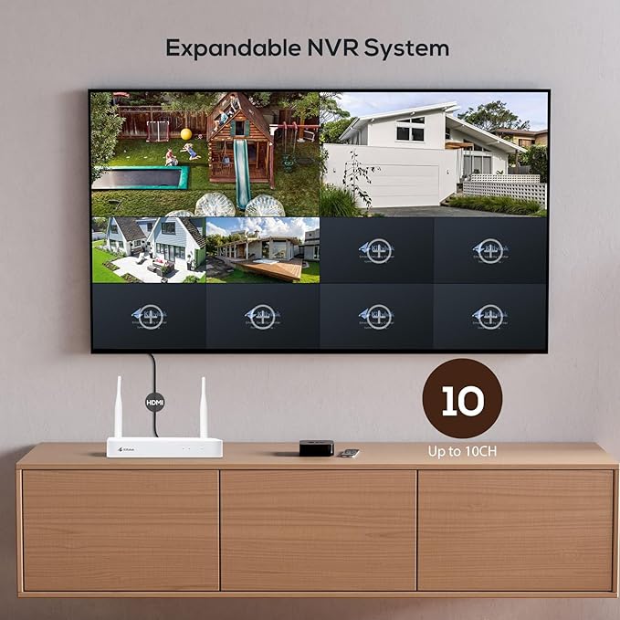 Kittyhok Solar Security Cameras Wireless Outdoor, 360° Pan & Tilt Home Security Camera, No Subscription, 2K Clarity, Color Night Vision, WiFi6 NVR with 64GB microSD Card, Local Storage, 5G & 2.4G WiFi