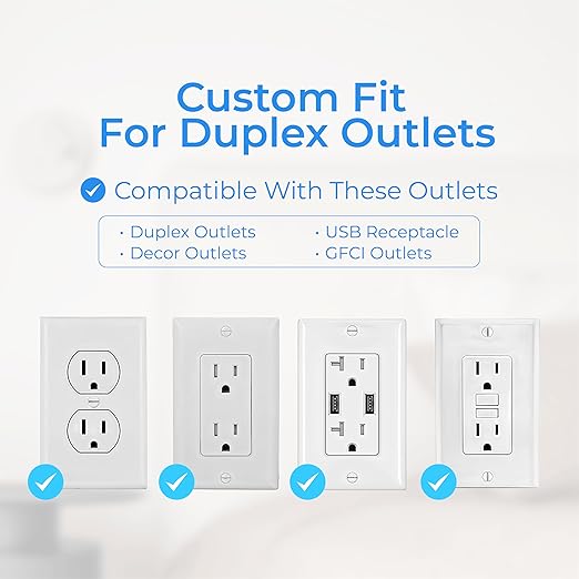 Wall Mount Power Strips Wall Charger 6 Outlet Extender 4 USB Ports (5V, 2.4A, 12W) and Night Light 3-Sided Power Strip with Adapter Spaced Outlets - Multi Plug Outlet Surge Protector for Home Office