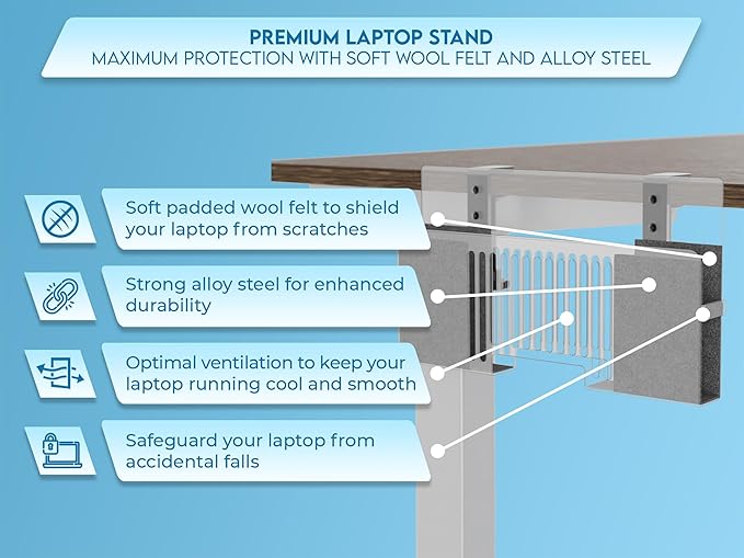 Verticle Side-Mount Laptop Desk Stand fits: Dell/Acer/ASUS/XPS/MacBook/Surface/Lenovo/HP/Gaming Laptops (up to 16 inches) (Perforated Steel, Alloy Steel)
