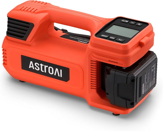 AstroAI TC4 Portable Air Compressor Tire Inflator, 470W 18V Cordless Air Pump for Truck Tires with 4000mAh Battery, 150PSI Heavy Duty Air Compressor with Digital Display for Car, RVs, SUV Red