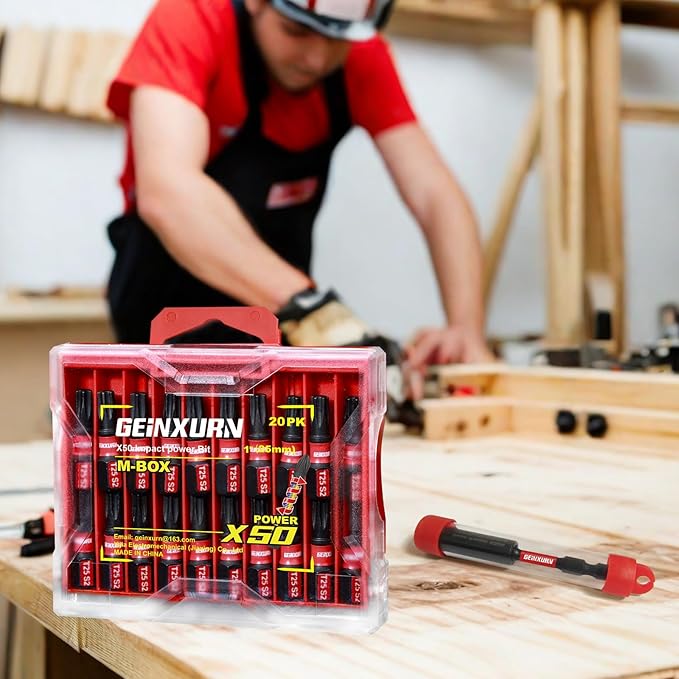 40 Pieces 1 In. T25 Impact Tough Magnetic Screwdriver Bit Set, #25 Torx Head Insert Bits, S2 Alloy Steel Star Bits with 1 Pc Impact Bit Holder and Storage M-Box