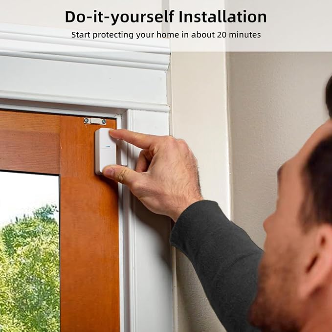 Wireless Alarm System 9 Piece Kit, WiFi Alarm System for Home Security with Phone APP Alert (Alarm Siren, Keypad, Remote, Motion, and Door Sensors) for Home, Apartment, Compatible with Alexa