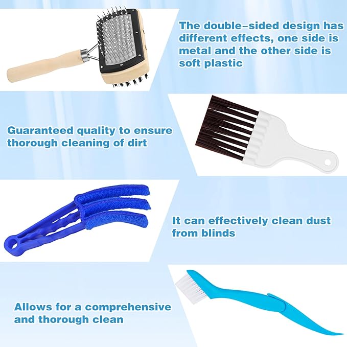 4Pcs Air Conditioner Ac Cleaning Kit, Useful Double-Sided Coil Cleaning Brush, Plastic Coil Brush Blinds Brush 2 in 1 Groove Cleaning Brush, Good Cleaning Effect for Air Conditioners, Refrigerators