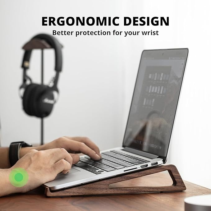 muso wood Laptop Stand for Desk, Walnut Laptop Riser, Ergonomic Wooden Laptop Ventilated Stand with 10 to 17.3 Inches Notebook PC Computer - Walnut
