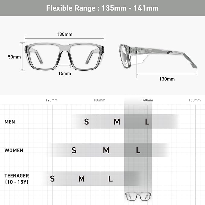 VETRA Z87+ Certified Safety Glasses HD High Contrast UV400 Side Shield Anti-Oil Coating Stylish Eyewear