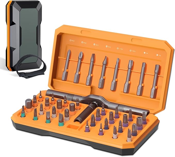 42 In 1 Magnetic Ratchet Screwdriver Set, Multifunctional Diy Ratchet Mini Screwdriver Set, Precision Repair Tool With Detachable Handle, Small Screw Driver For Furniture Computer (42PCS-ORANGE)