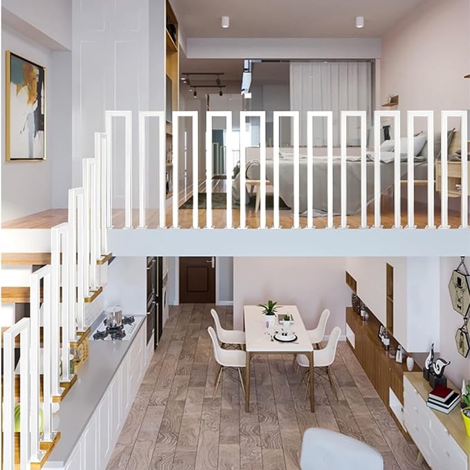 2FT White Sturdy Non-Slip U-Shaped Safety Guardrail, Equipped with Decorative Cover, Retro Industrial Iron Handrail, Stylish & Safe Grab Bars, for Indoor and Outdoor Steps