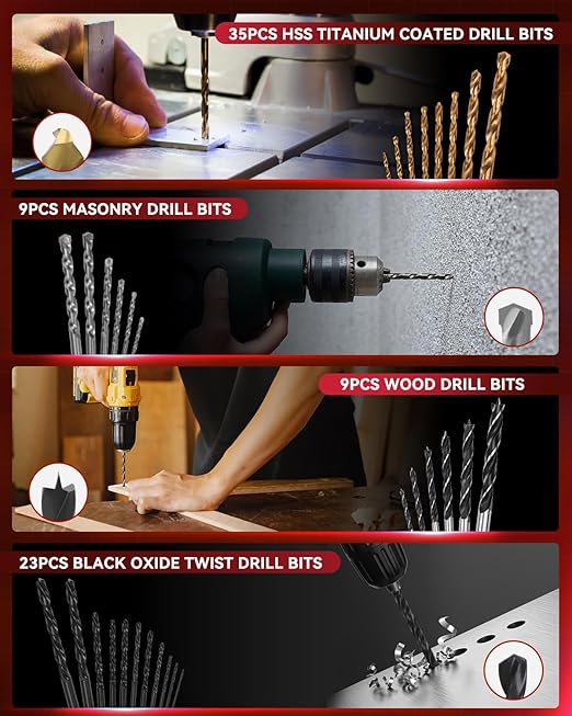 KingTool 400 Pcs Drill Bit Set - Drill Bits Screwdriver Bit Set Case with Drawer, Bit Set Designed for Various Drilling & Screw Driving Tasks for Metal, Wood, Masonry, Perfect for DIY Projects