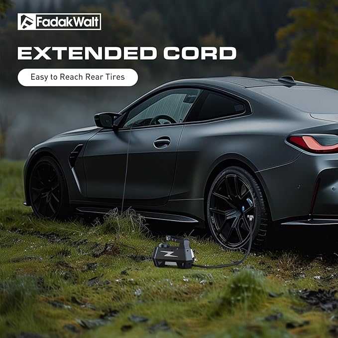 Tire Inflator Portable Air Compressor, DC 12V Tire Air Pump with LED and 150PSI Digital Pressure Gauge, Portable Tire Inflator for Car Tires, Motorcycles, Bike, Ball (Silver)