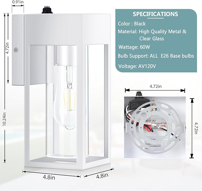 2 Pack Dusk to Dawn Outdoor Wall Lantern, Porch Lights Outdoor Light Fixtures Wall Mount, IP65 Waterproof Wall Mount Light, Outdoor Lantern for Porch Doorway Garage