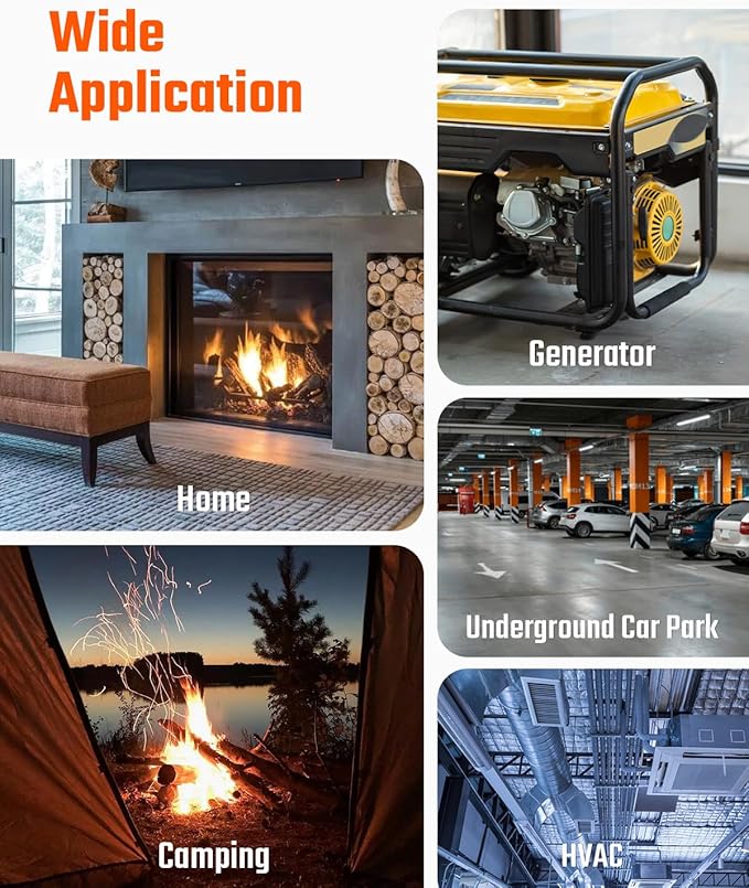 CT-580 Portable Carbon Monoxide Detector, Rechargeable CO Detector with Vibration, Visual & Audible Alarms, 0-1000PPM, TFT Color Display for Home, Camping, Travel, Industrial & Professional Use