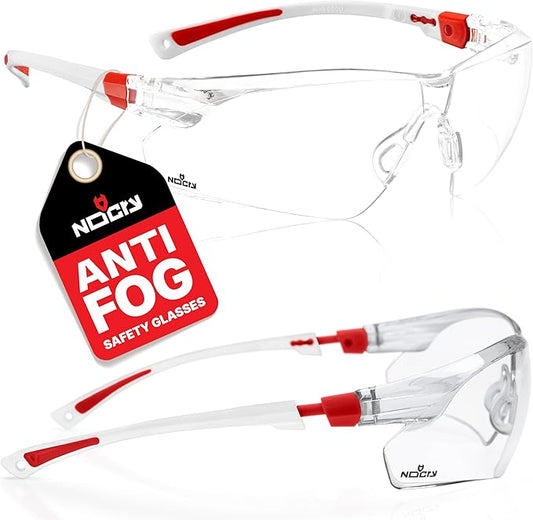NoCry Clear Safety Glasses for Men and Women; Lightweight Work Glasses with Adjustable Frames and No-Slip Grips; Scratch Resistant Anti Fog Safety Glasses with Superior UV Protection, ANSI Z87.1 Rated