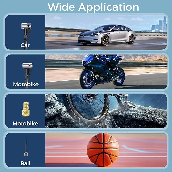 Jump Starter with Air Compressor,5000A Portable Car Battery Booster (10 Gas/8L Diesel) with 150PSI Tire Inflator,12V Car Battery Jump Box,Cordless Air Pump for,Motorcycle,Bike, Balls,LED Light